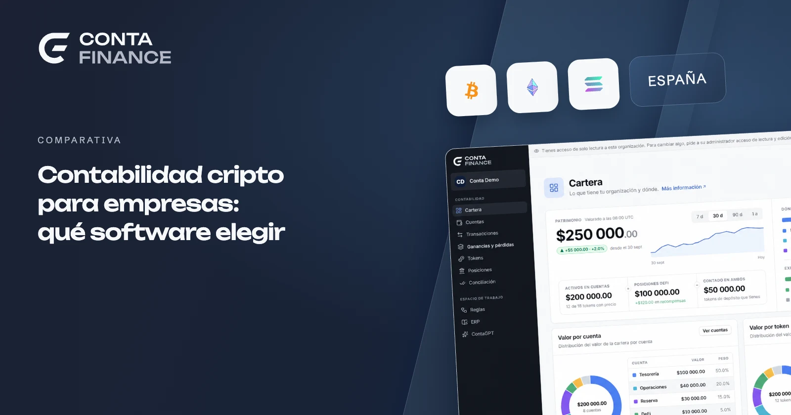 Qué software de contabilidad cripto elegir para empresas en España: Conta Demo con Bitcoin, Ethereum y Solana.